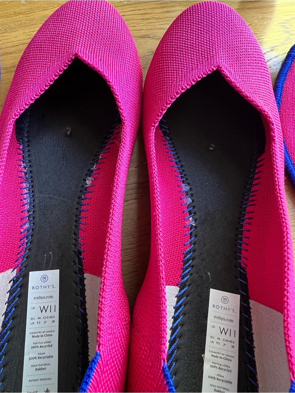 Rothy's The Flat Hot Pink Round Toe Magenta Ballet Flats Women’s 11 Rare Retired - Picture 10 of 13